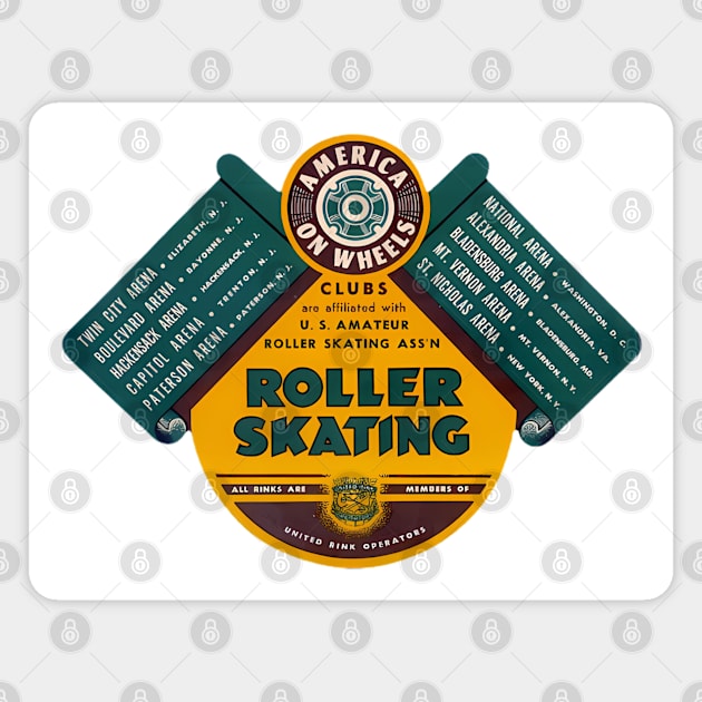 Vintage Roller Skating America On Wheels Magnet by Timeless Chaos